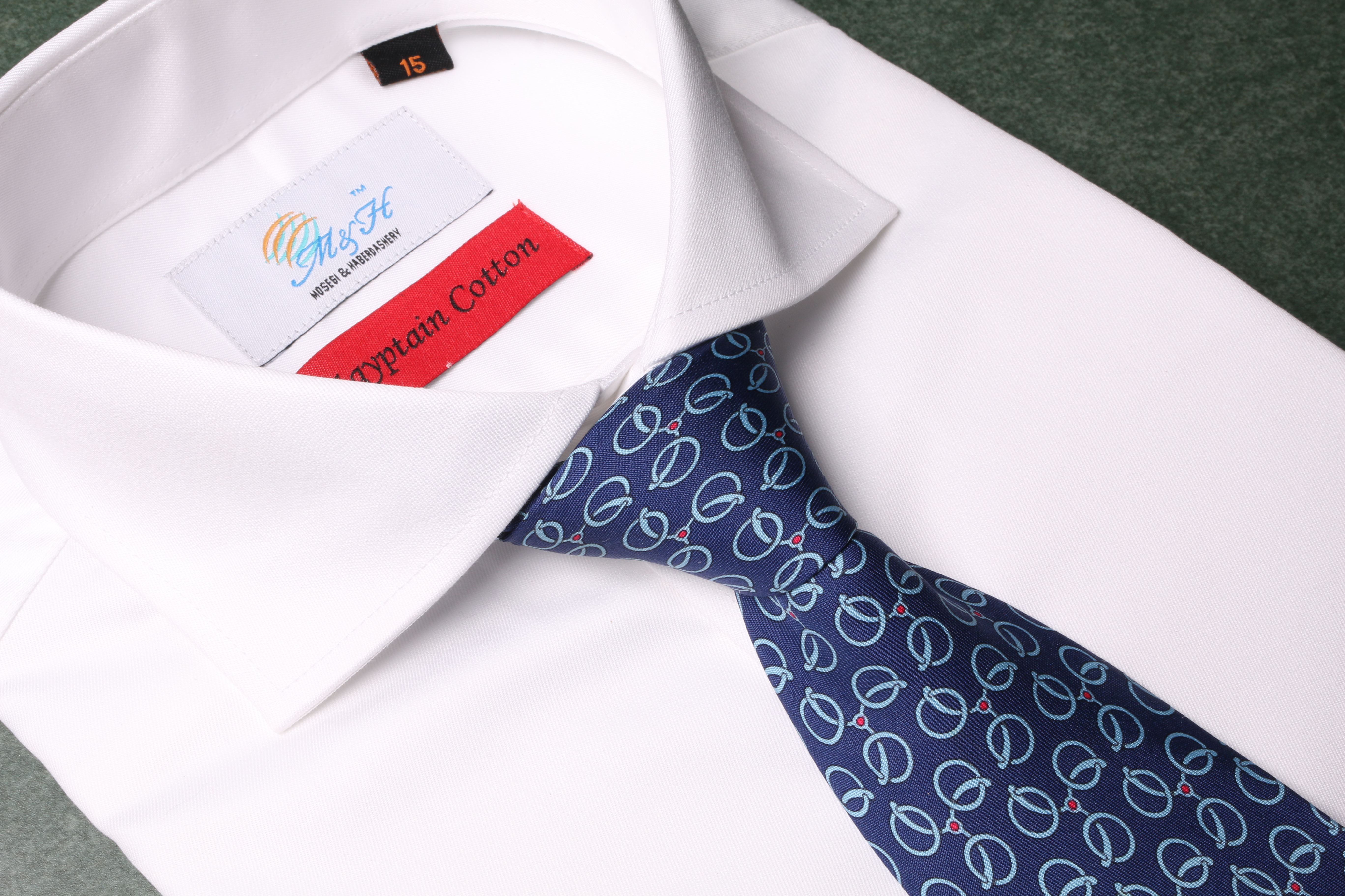 M&H white shirt purple tie